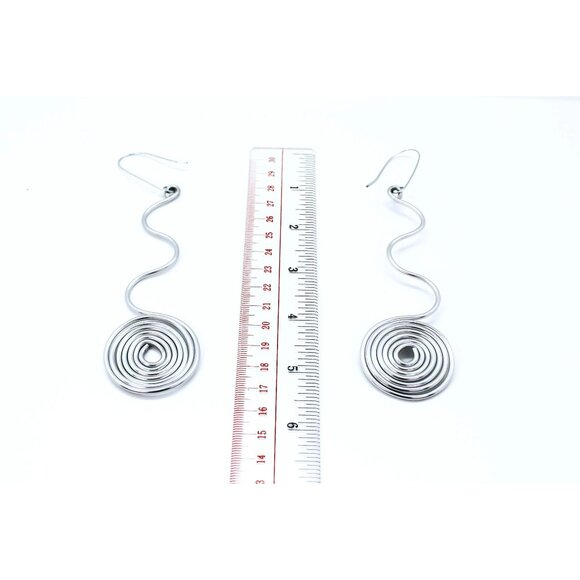 Extra long oversized spiral big swirl wire earrings Handcrafted in Canada - Picture 5 of 7